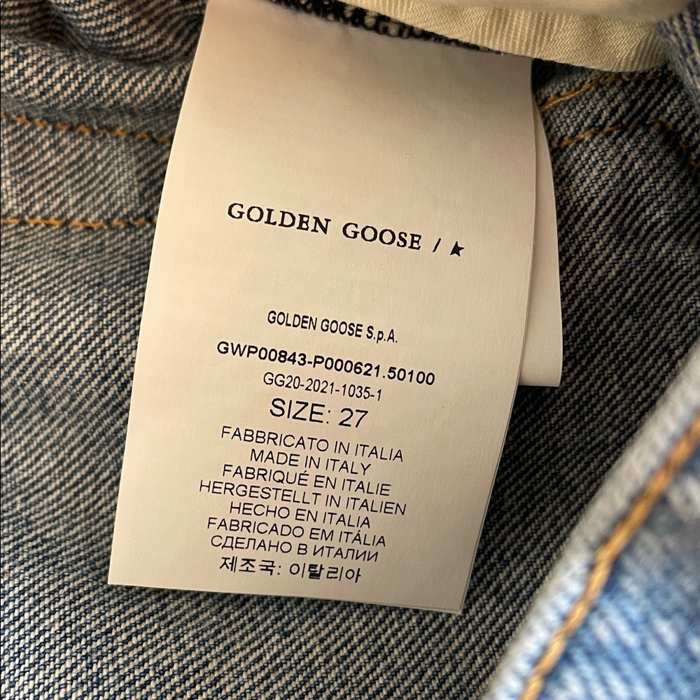 Golden Goose Blue Straight Leg Jeans with Star Embellishments. Made in Italy - Picture 10 of 16